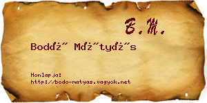 Bodó Mátyás névjegykártya